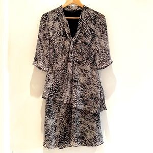 RW&CO Knee Length Layered Spotted Dress.